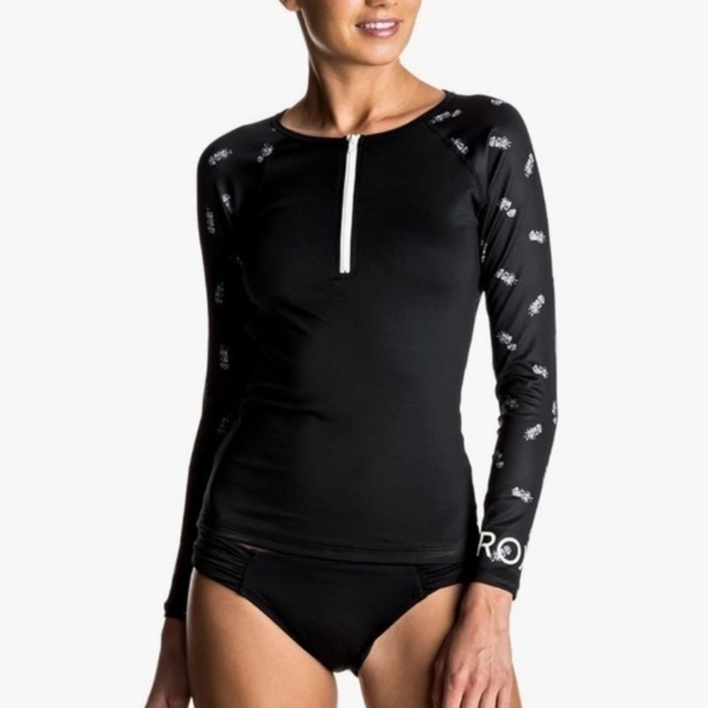Roxy Bliss Long Sleeve Pineapple Partial Zip Rashguard M